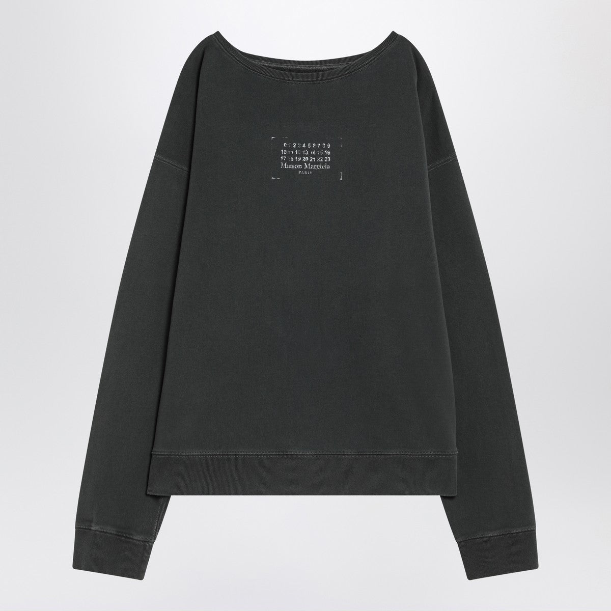 Maison Margiela Faded black sweatshirt with printed logo Maison Margiela