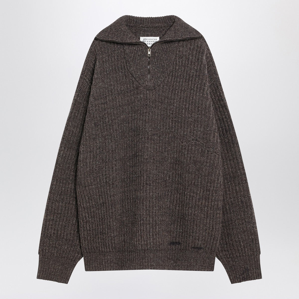 Maison Margiela Brown wool sweater with zip Maison Margiela