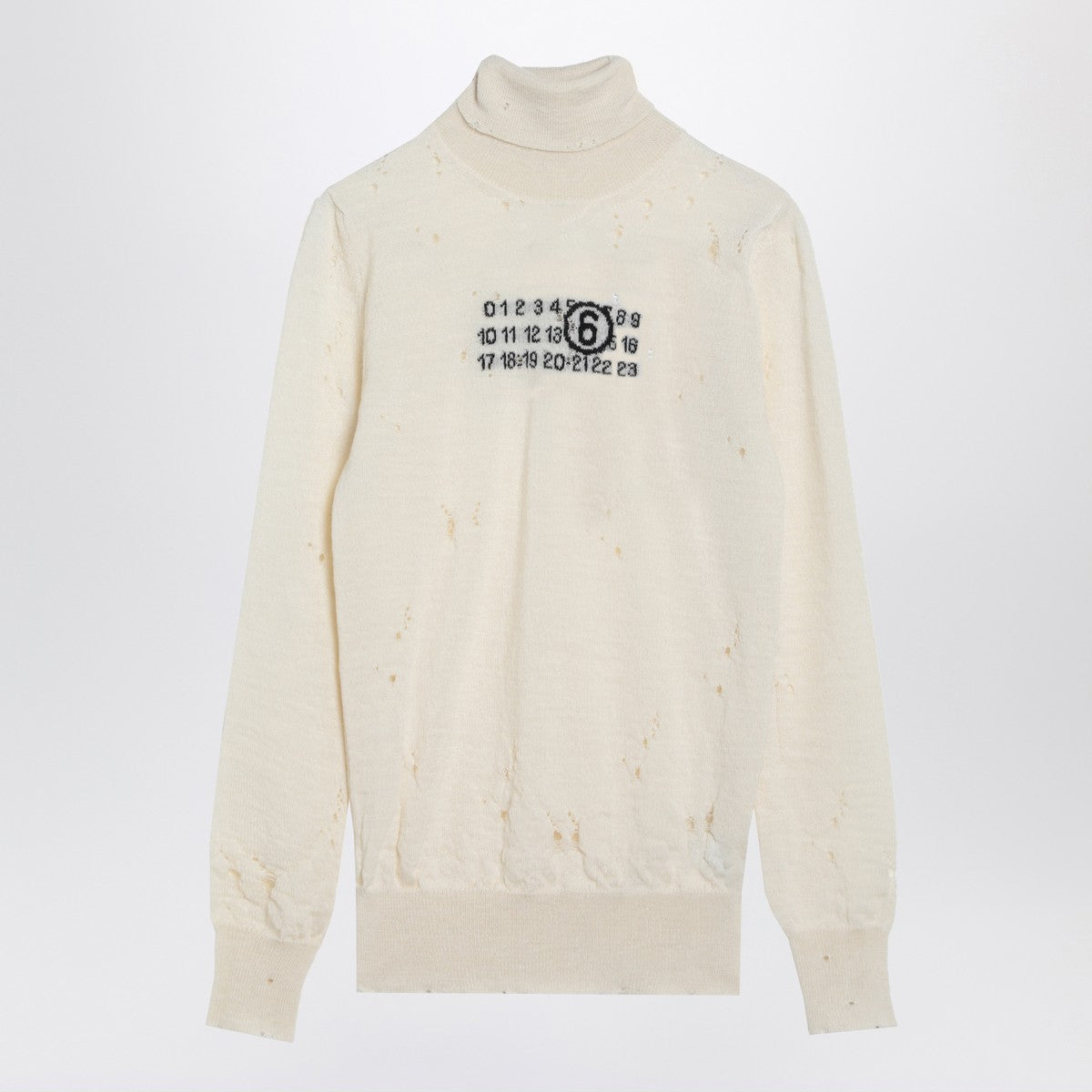 MM6 Maison Margiela Distressed turtleneck sweater with Numeric Signature MM6 Maison Margiela
