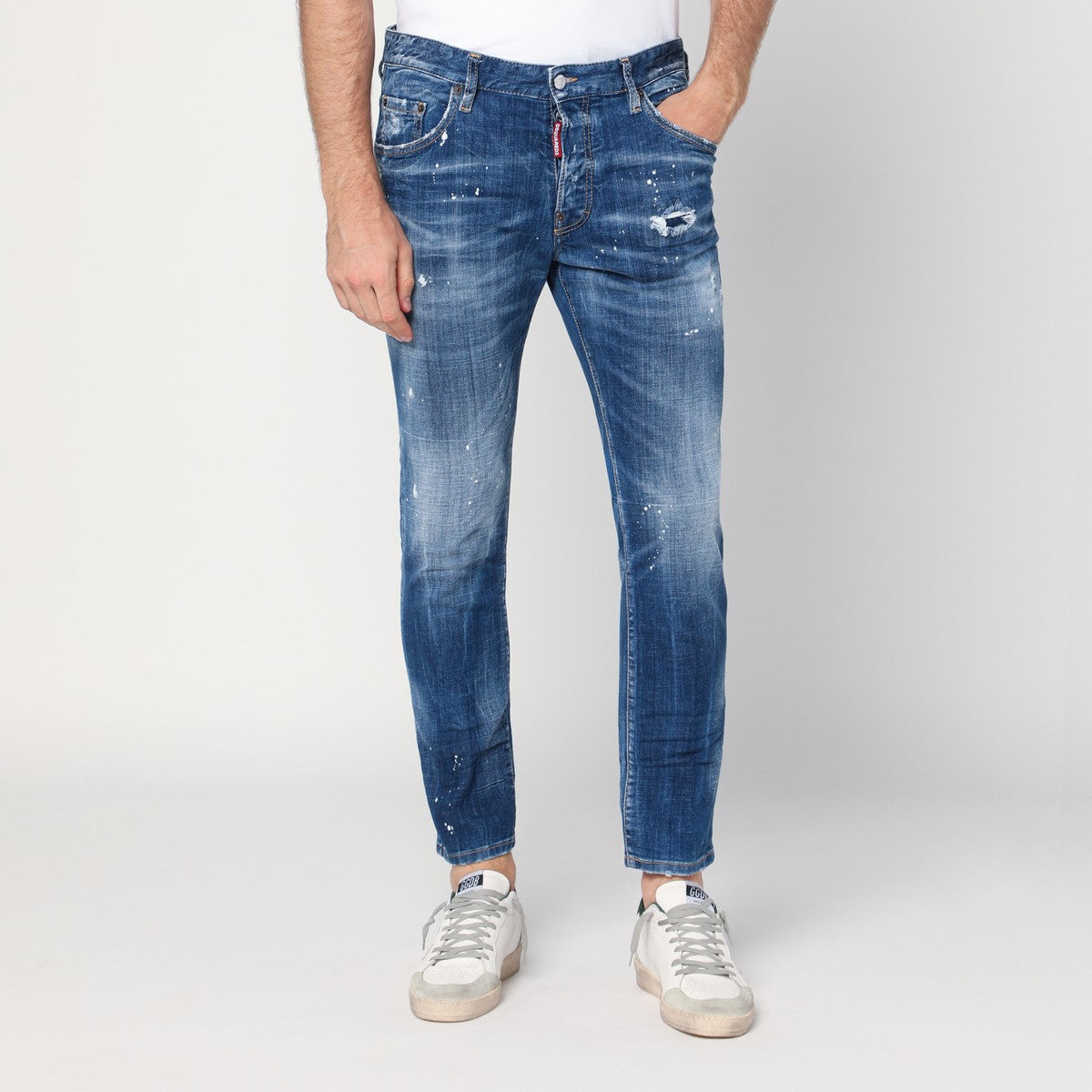 Magliano X D2 Faded blue jeans with rips and splashes Magliano X D2