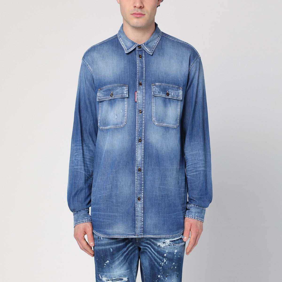 Dsquared2 Blue washed denim shirt Dsquared2