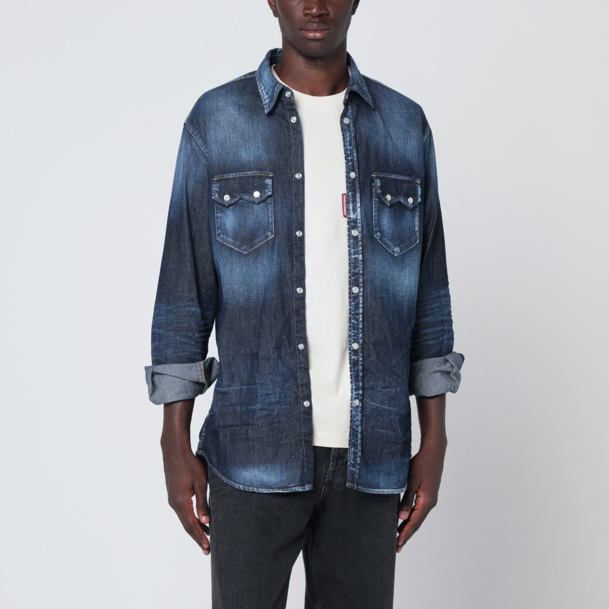 Dsquared2 Dan shirt in washed blue denim Dsquared2