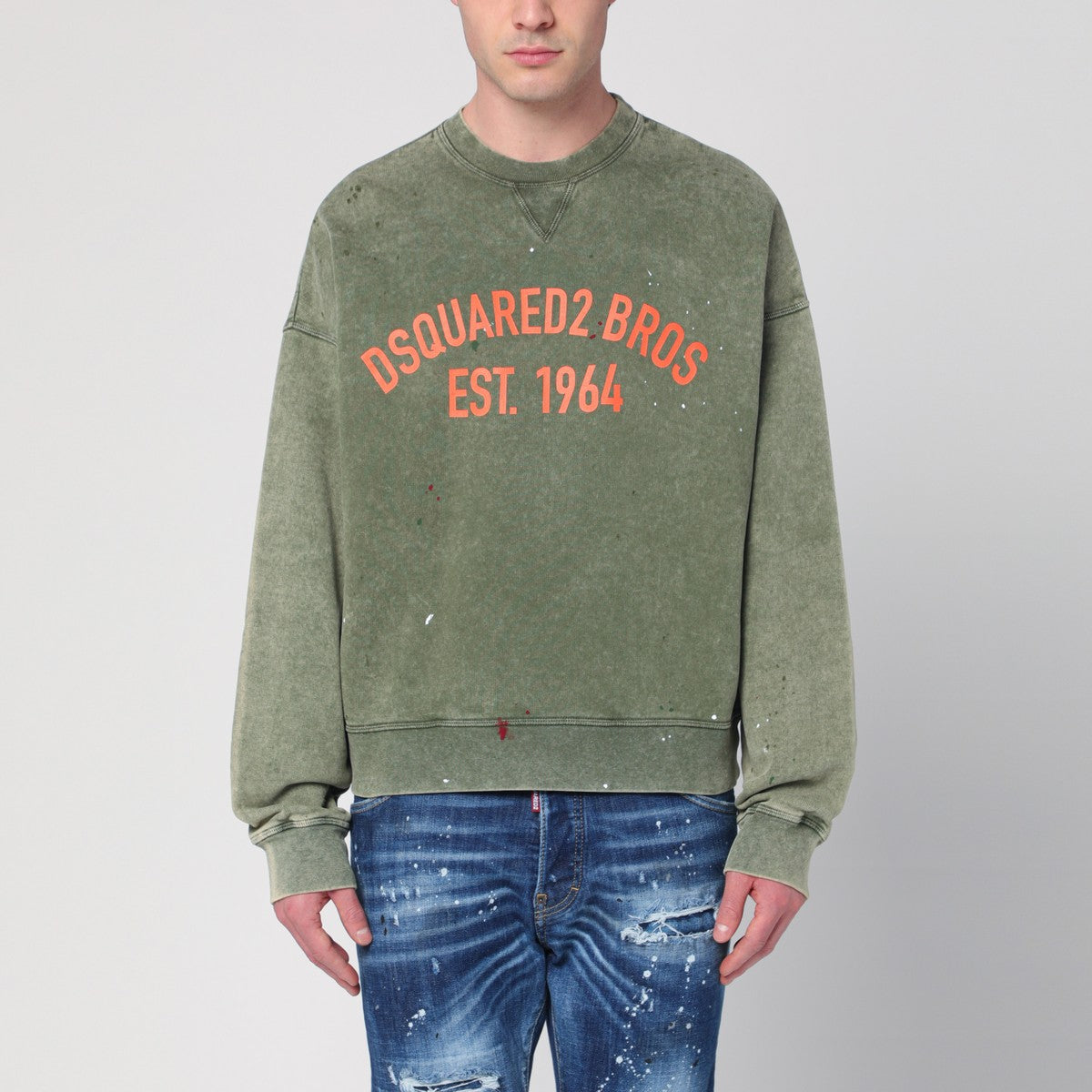 Dsquared2 Washed green sweatshirt with logo Dsquared2