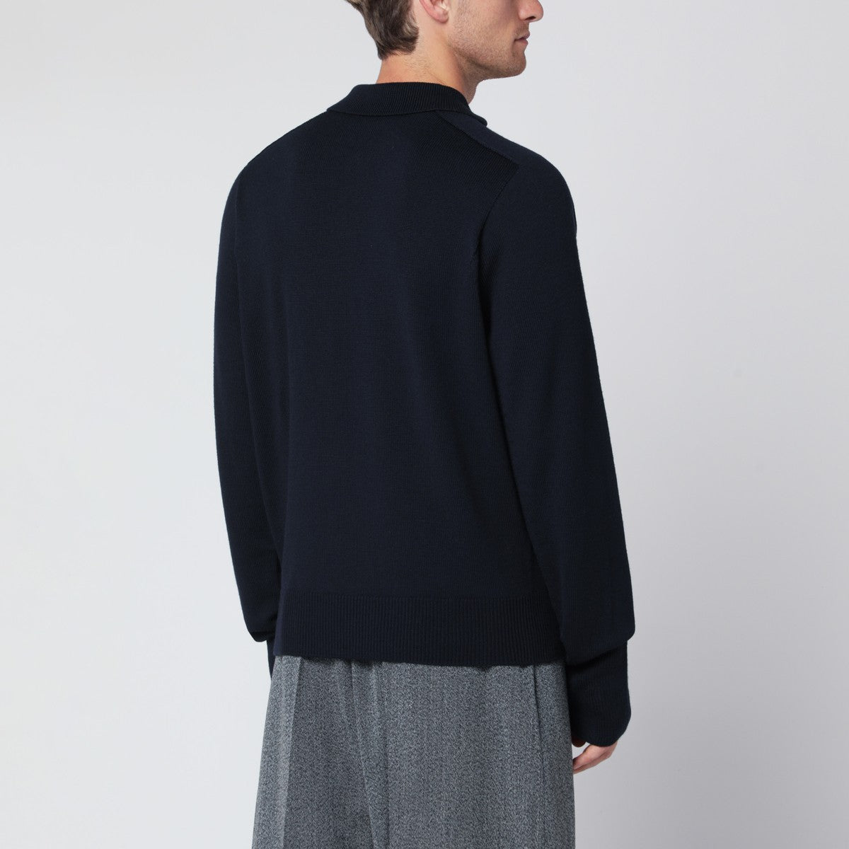 STUDIO NICHOLSON Navy blue wool polo sweater Studio Nicholson