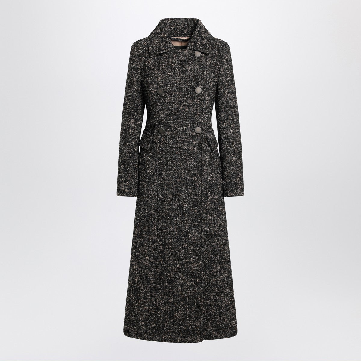 Max Mara Atelier Black redingote coat in boucle fabric Max Mara Atelier