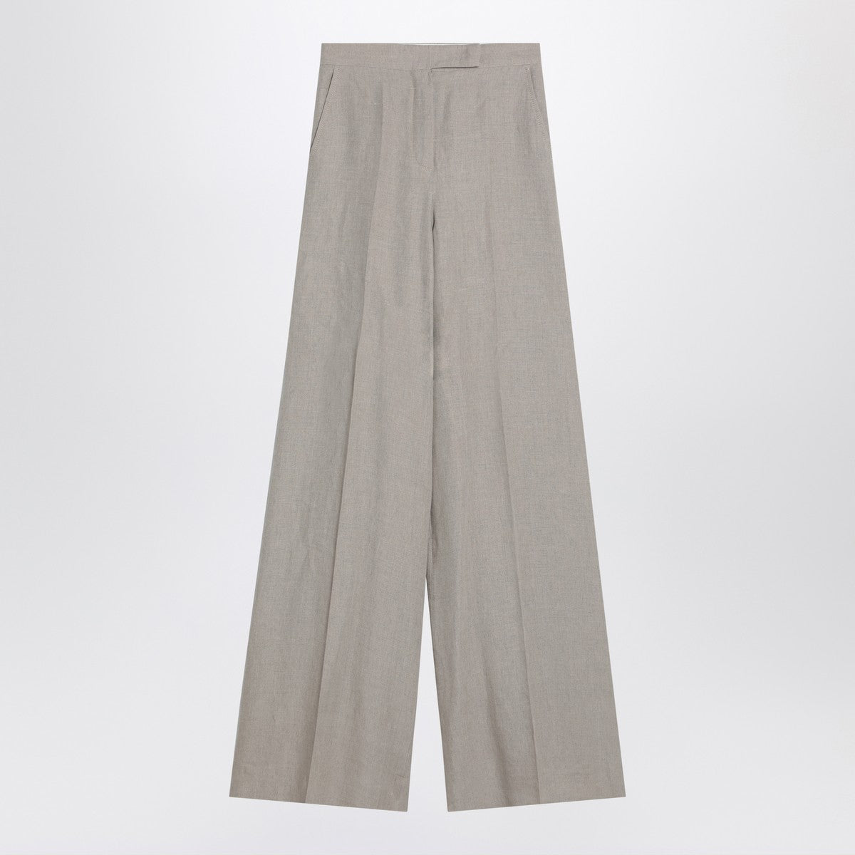 Max Mara Wide beige trousers in linen canvas Max Mara