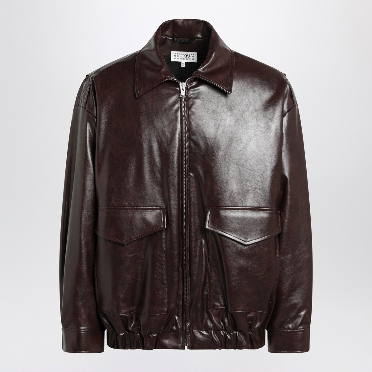 MM6 Maison Margiela Burgundy faux leather zip bomber MM6 Maison Margiela