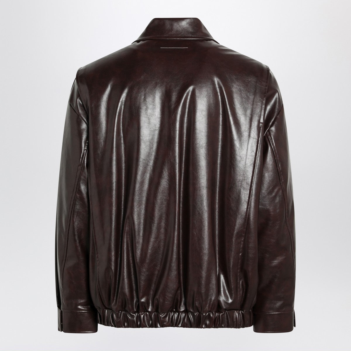 MM6 Maison Margiela Burgundy faux leather zip bomber MM6 Maison Margiela