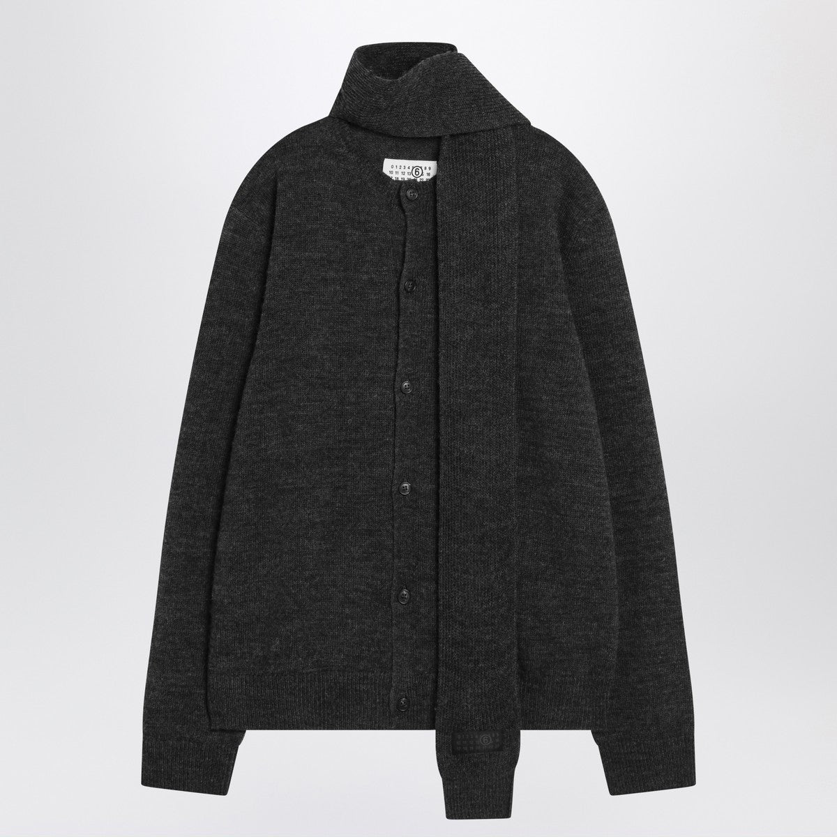 MM6 Maison Margiela Grey wool-blend cardigan with scarf MM6 Maison Margiela