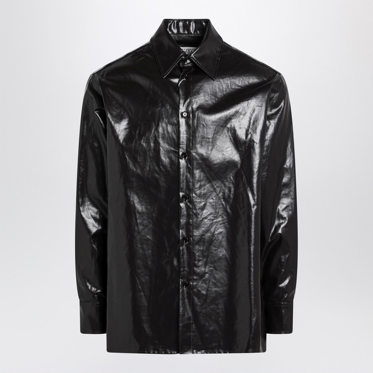 MM6 Maison Margiela Brown glossy-effect linen shirt MM6 Maison Margiela
