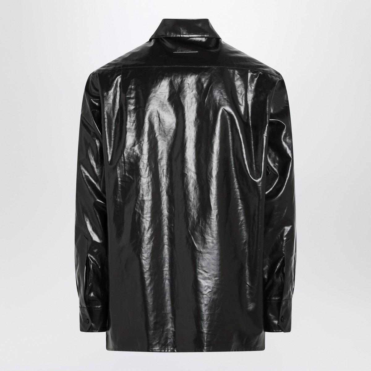 MM6 Maison Margiela Brown glossy-effect linen shirt MM6 Maison Margiela