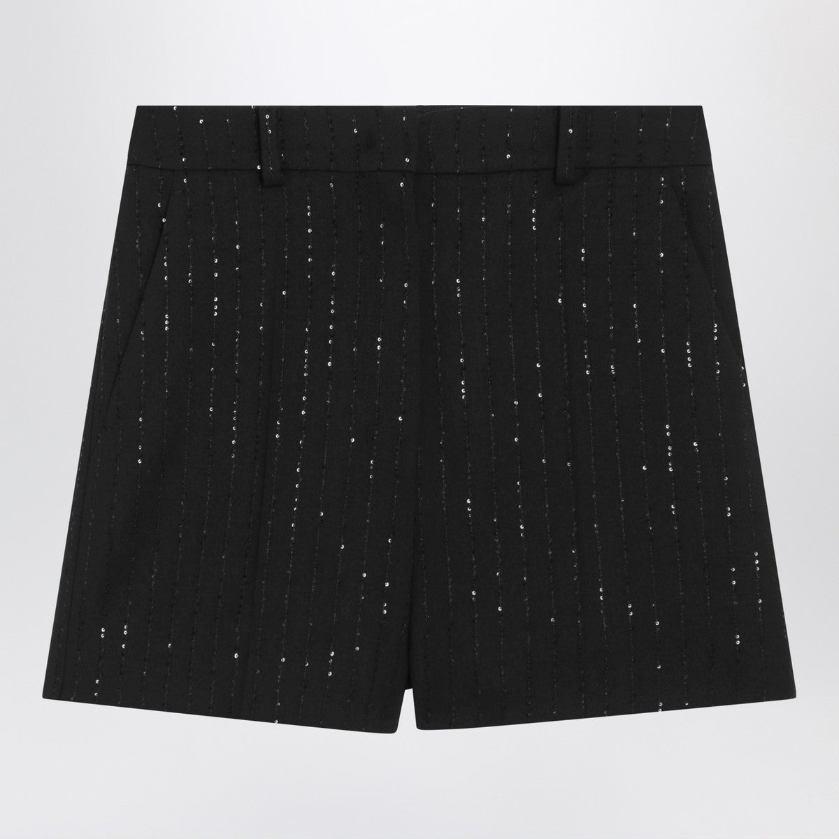 Max Mara Pianoforte Black shorts with pinstripe-effect micro sequins Max Mara Pianoforte