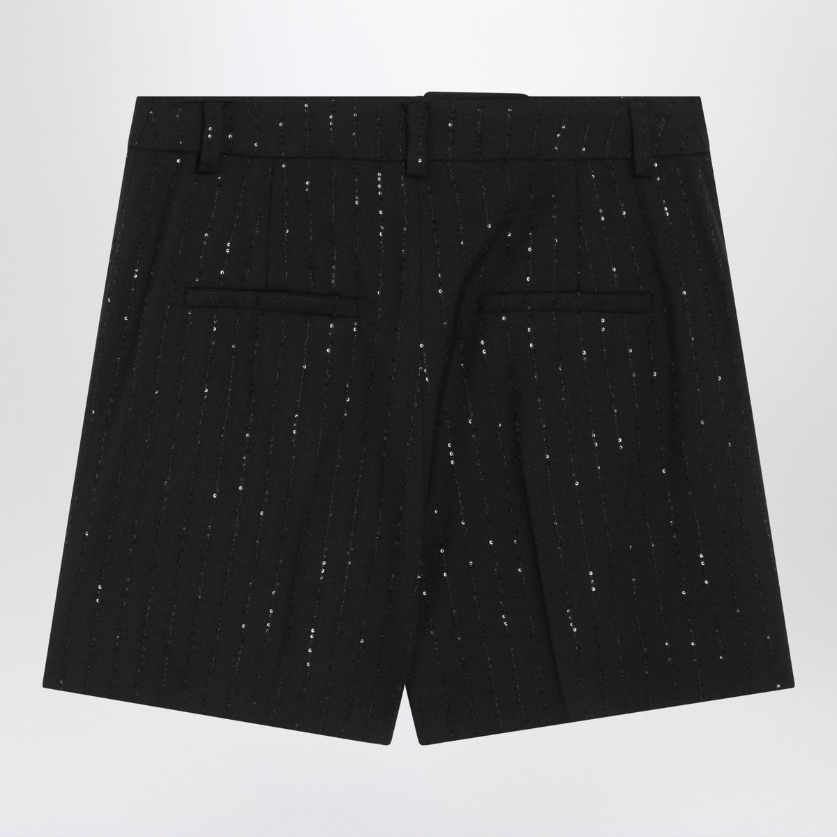 Max Mara Pianoforte Black shorts with pinstripe-effect micro sequins Max Mara Pianoforte
