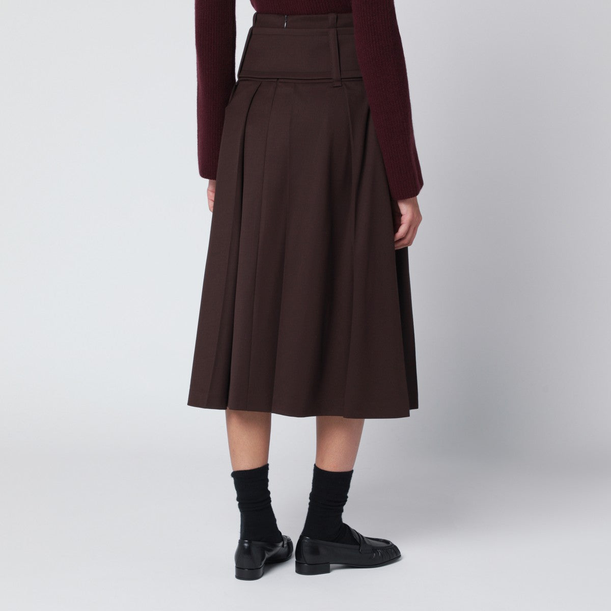 Patou Brown midi skirt with belt Patou