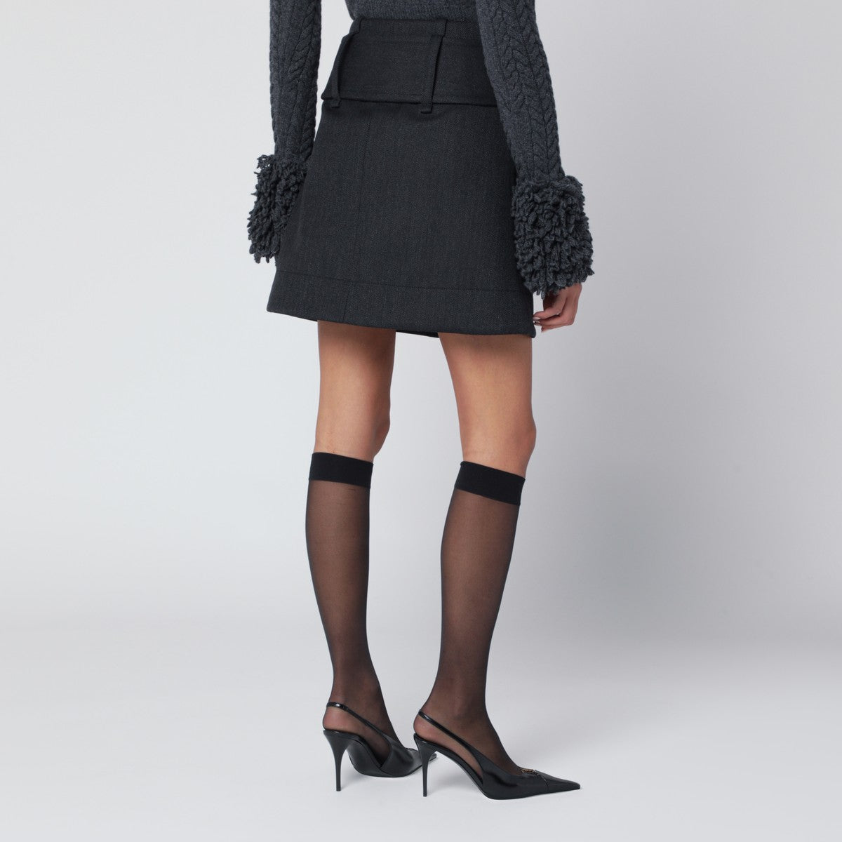 Patou Gray mini skirt with belt Patou