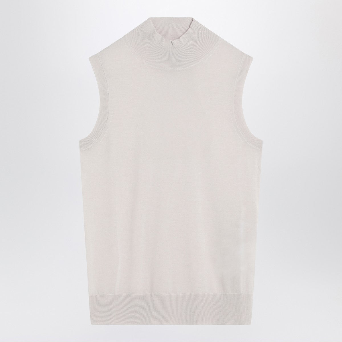 S Max Mara White turtleneck vest in wool S Max Mara
