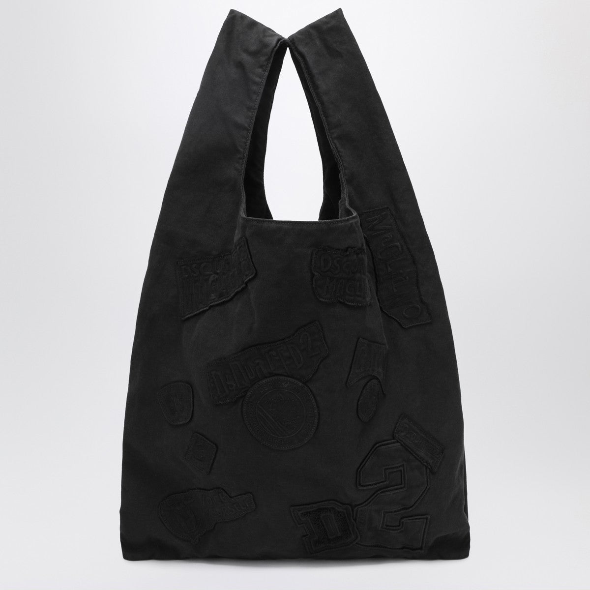 Magliano X D2 Black canvas tote with patches Magliano X D2