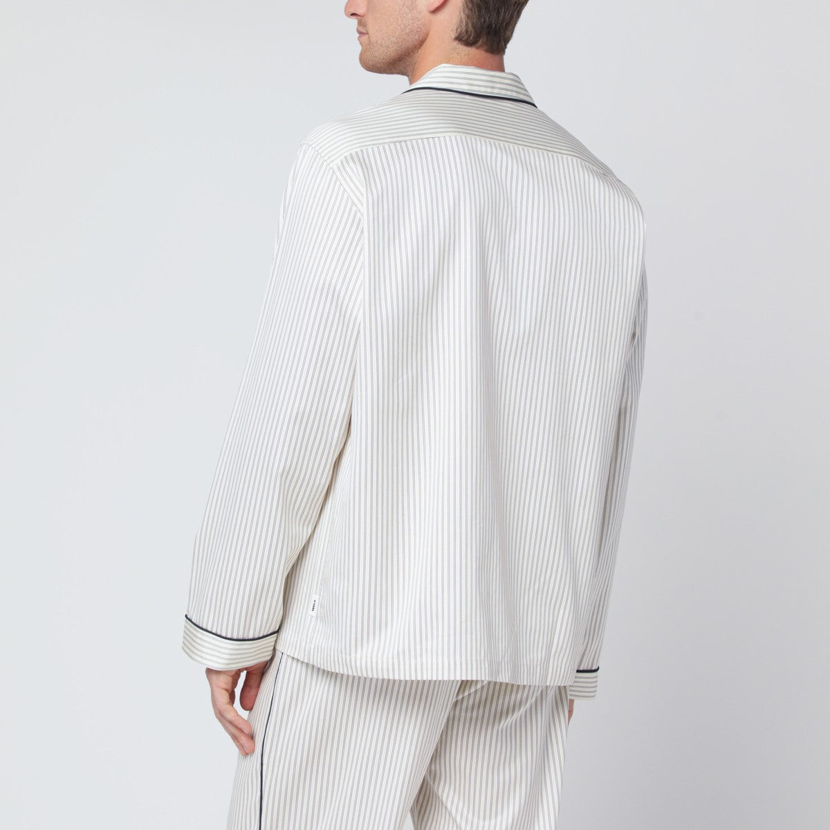 Tekla Brown and white striped pyjama shirt Tekla