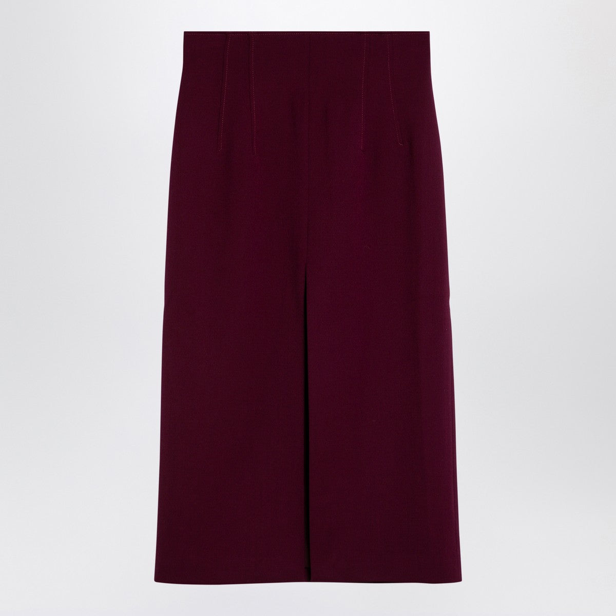 THE ANDAMANE Stephanie Burgundy wool-blend midi skirt The Andamane