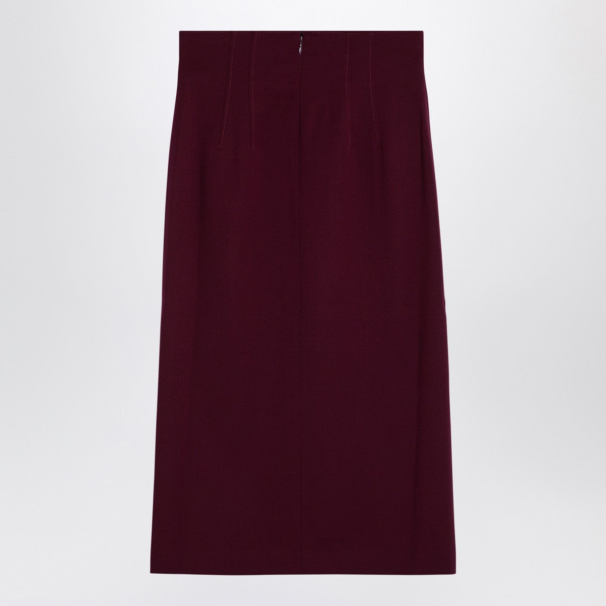 THE ANDAMANE Stephanie Burgundy wool-blend midi skirt The Andamane