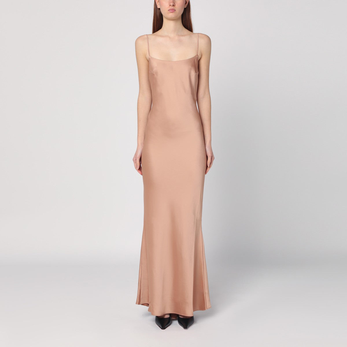 THE ANDAMANE Light pink dress with back draping The Andamane