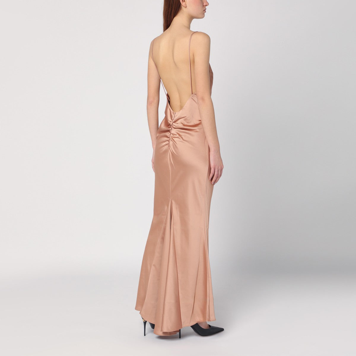 THE ANDAMANE Light pink dress with back draping The Andamane