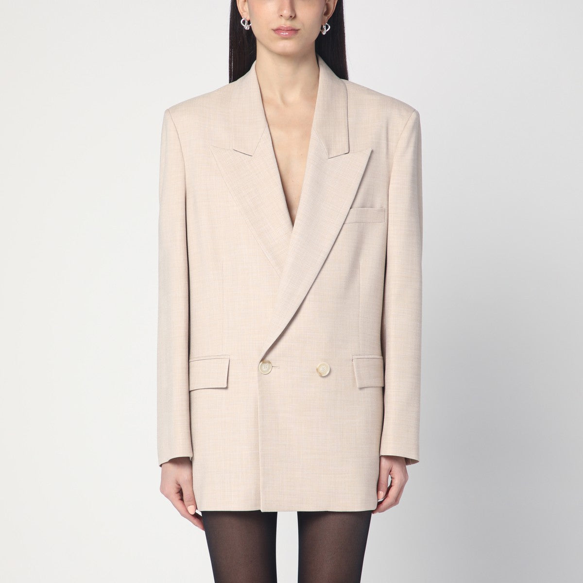 THE ANDAMANE Double-breasted sand-coloured jacket The Andamane