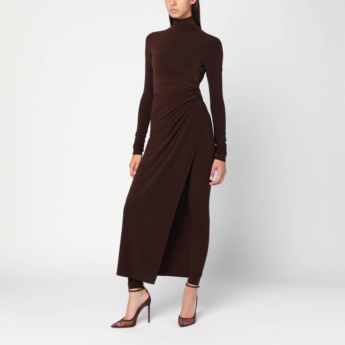 THE ANDAMANE Tessa jumpsuit in brown jersey The Andamane