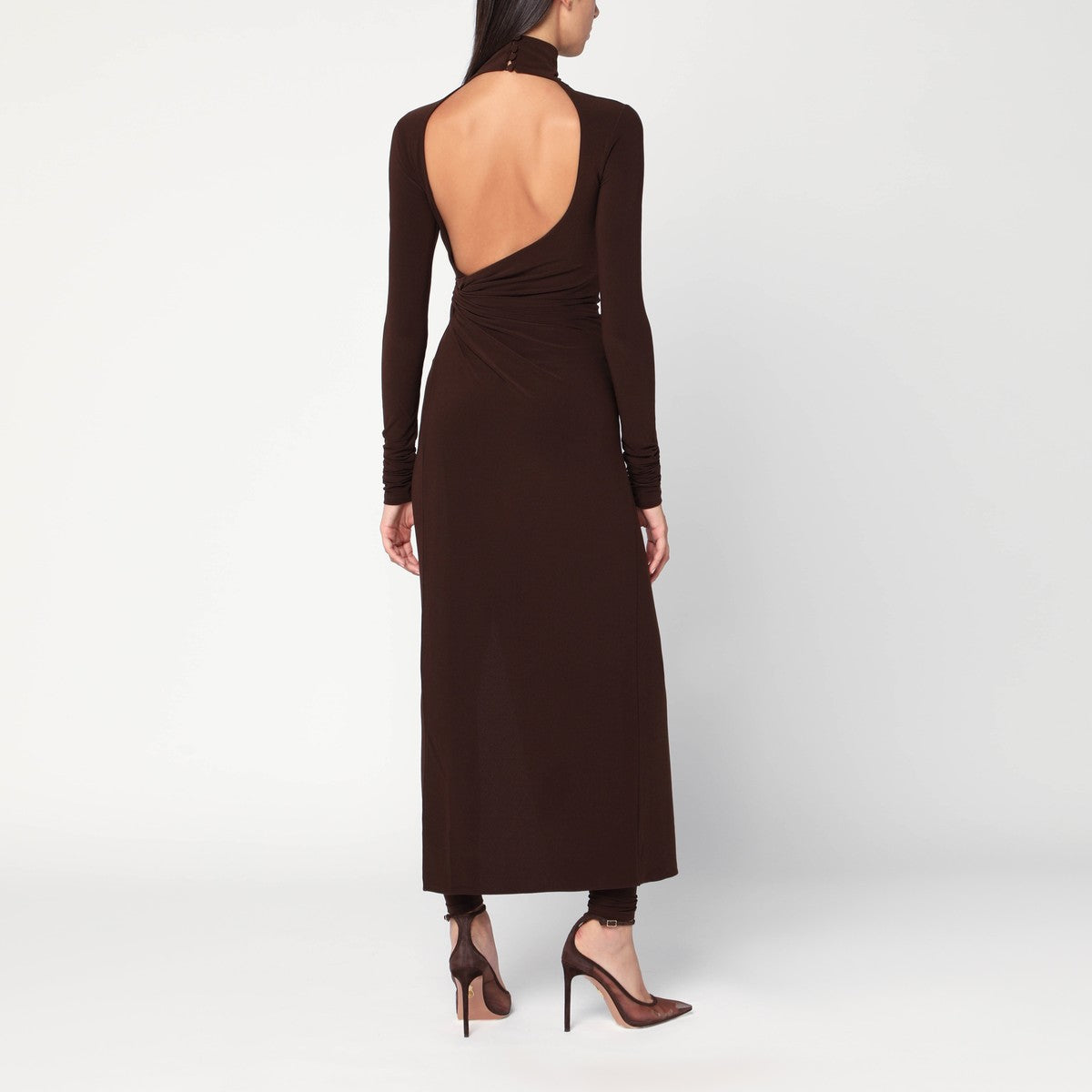 THE ANDAMANE Tessa jumpsuit in brown jersey The Andamane