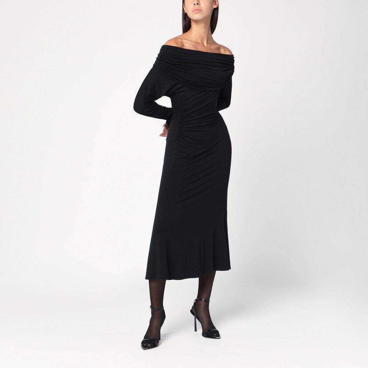 THE ANDAMANE Black Zoe midi dress The Andamane