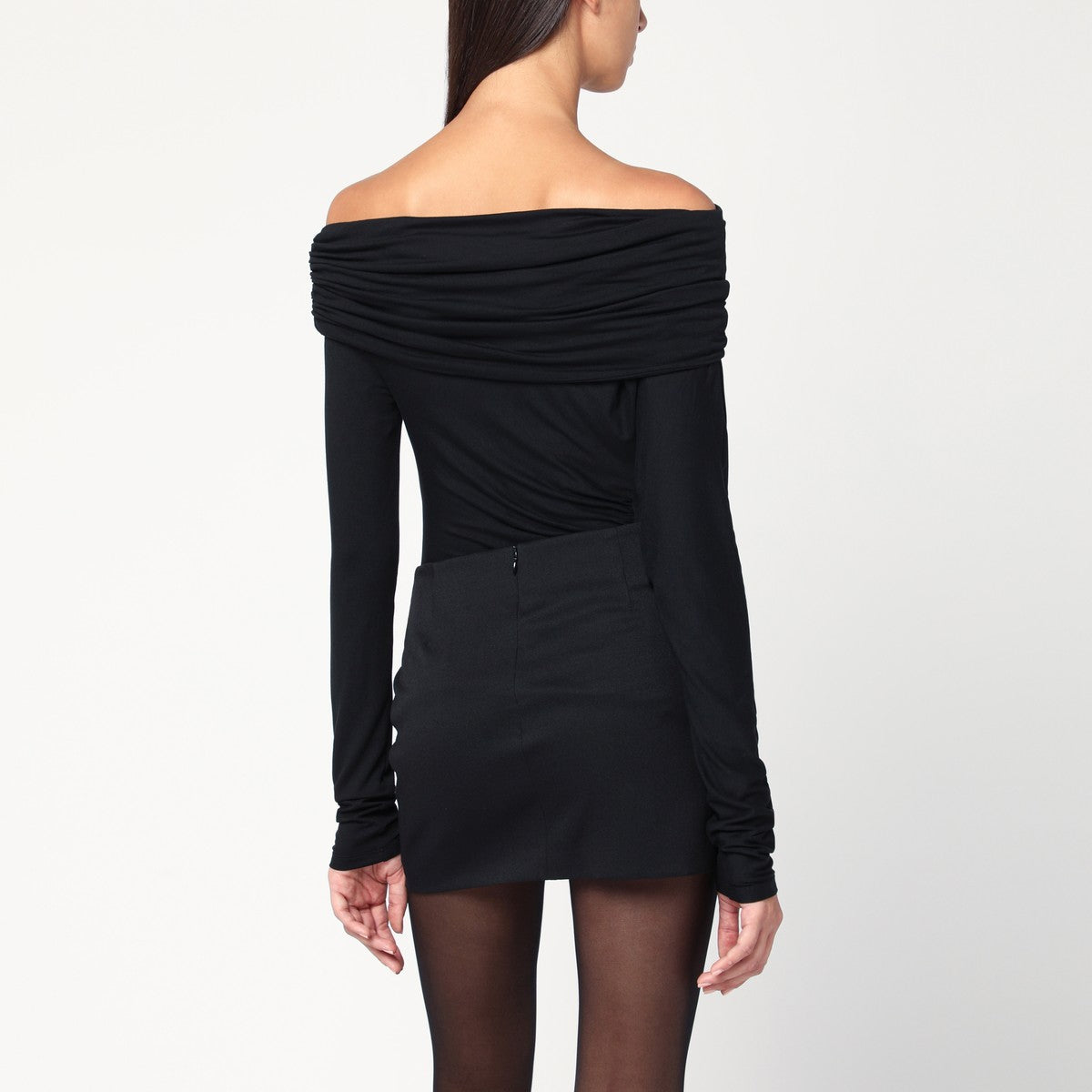 THE ANDAMANE Black Zoe off-the-shoulder top The Andamane