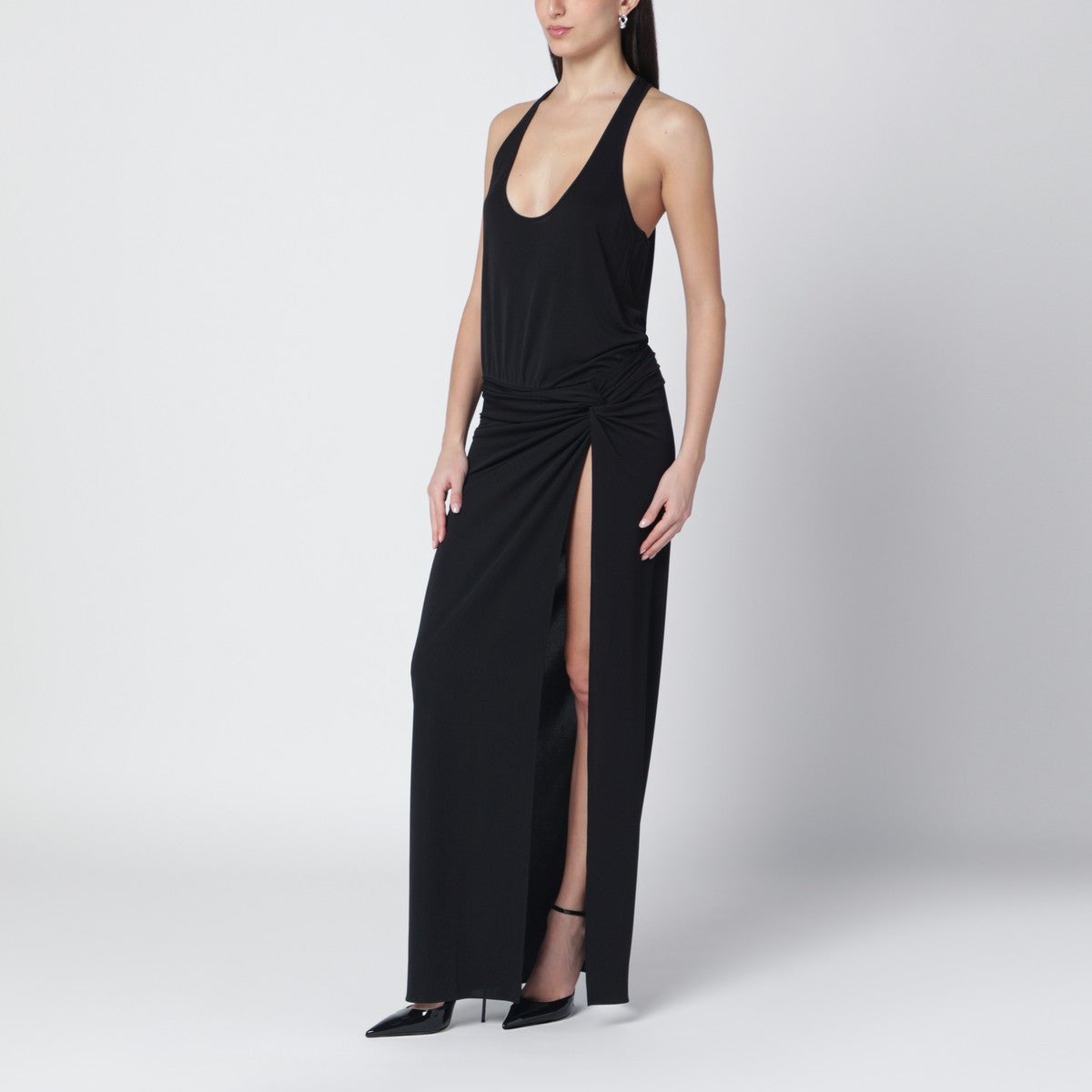 The Andamane Black Juno dress with ruching The Andamane