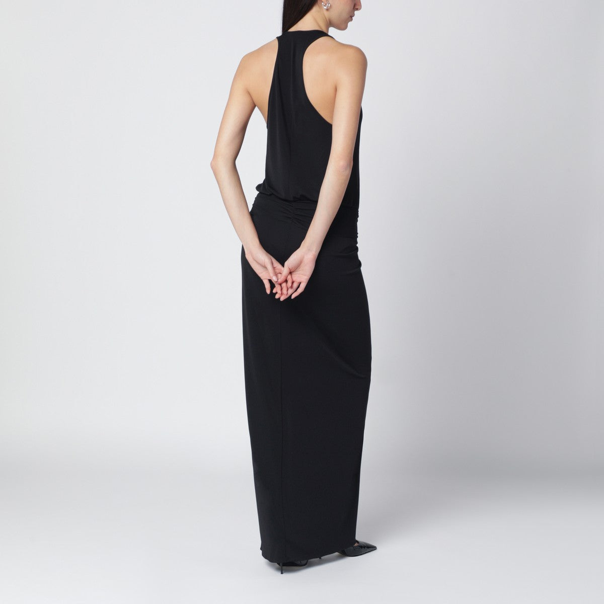 The Andamane Black Juno dress with ruching The Andamane