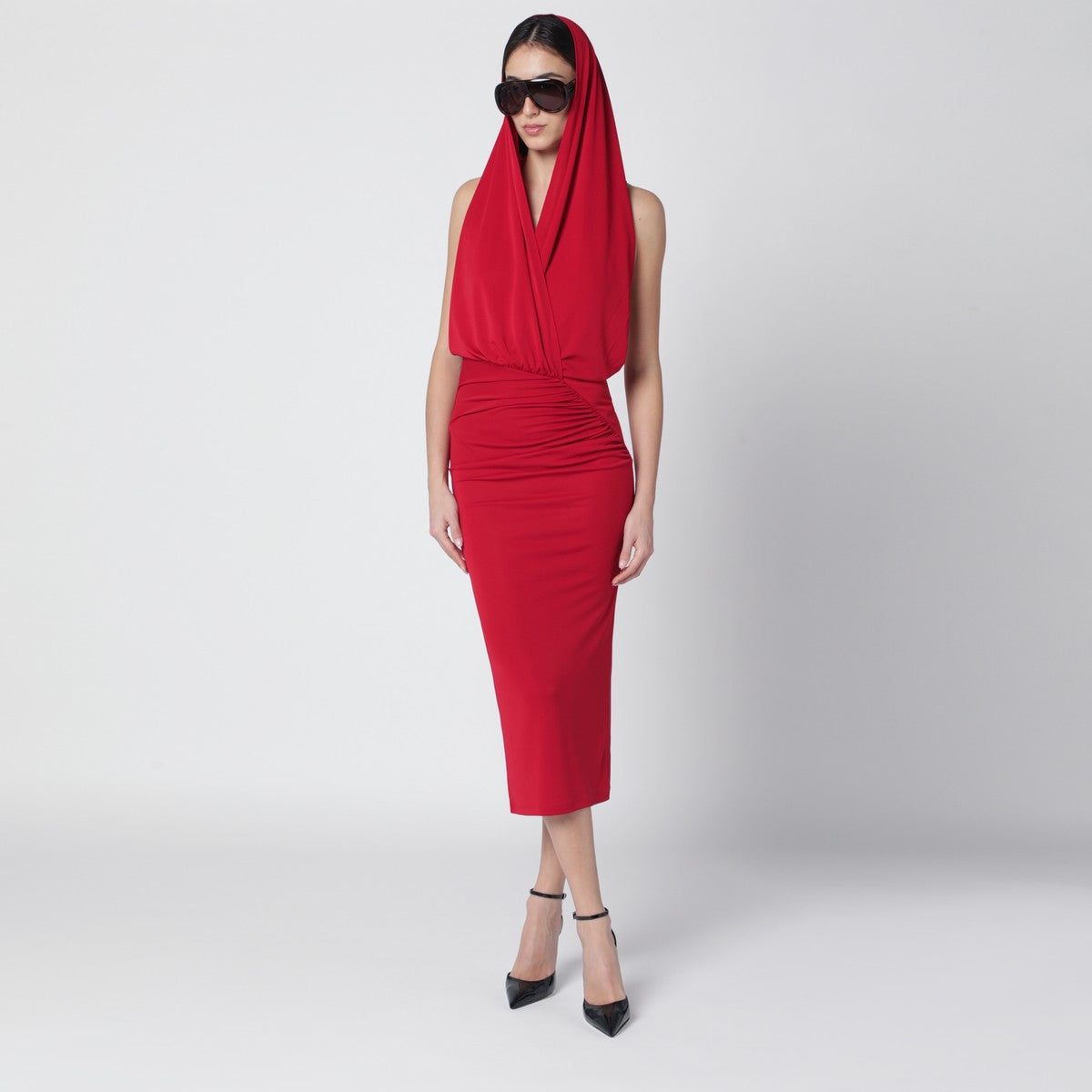 The Andamane Red Annie hooded midi dress The Andamane