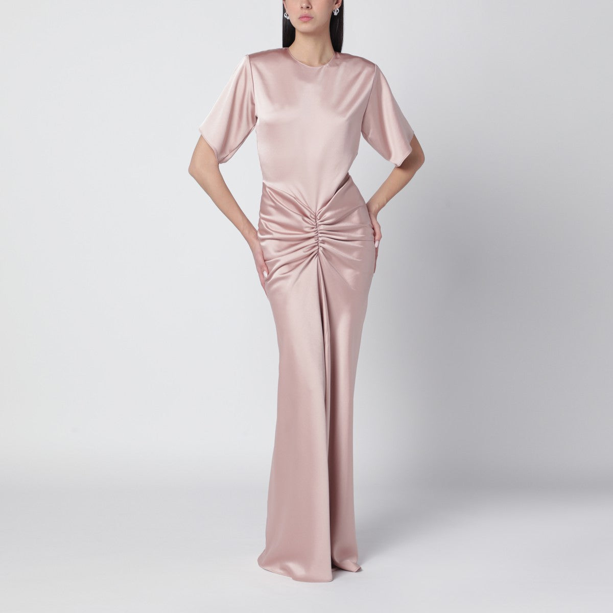 The Andamane Light pink Iris dress with draping The Andamane