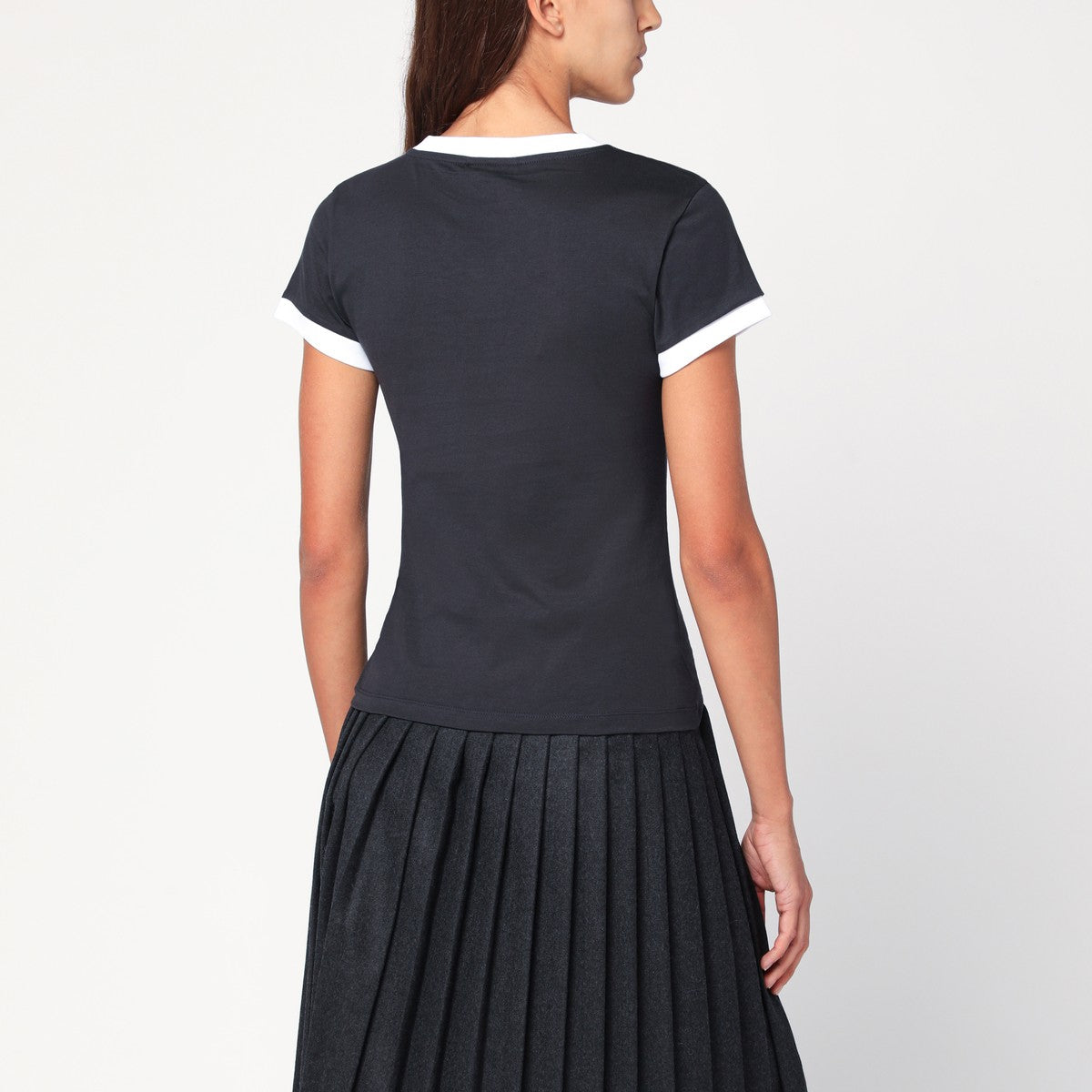 GANNI Dark grey cropped Teddy T-shirt Ganni