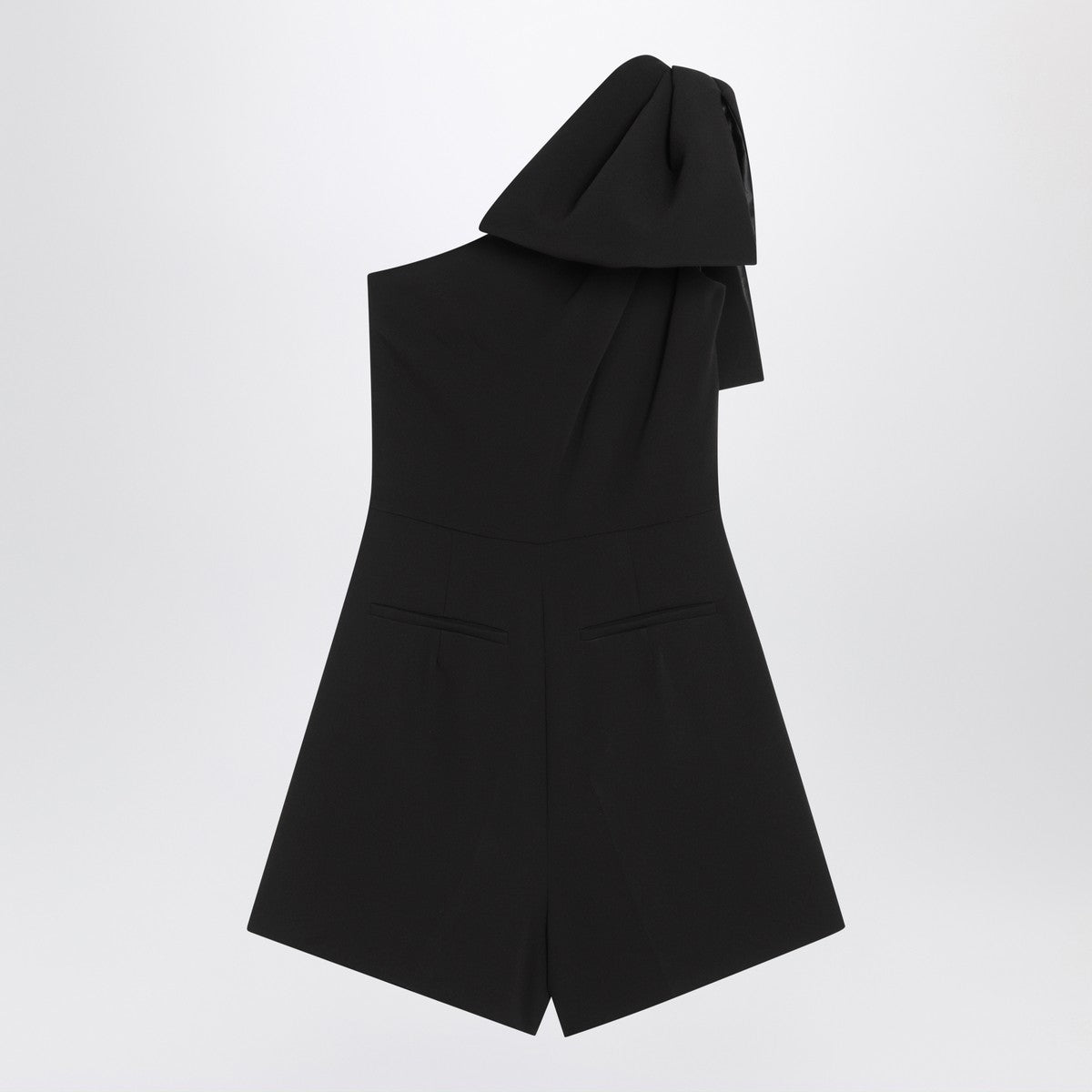 Max Mara Pianoforte One-shoulder short jumpsuit in black cady Max Mara Pianoforte