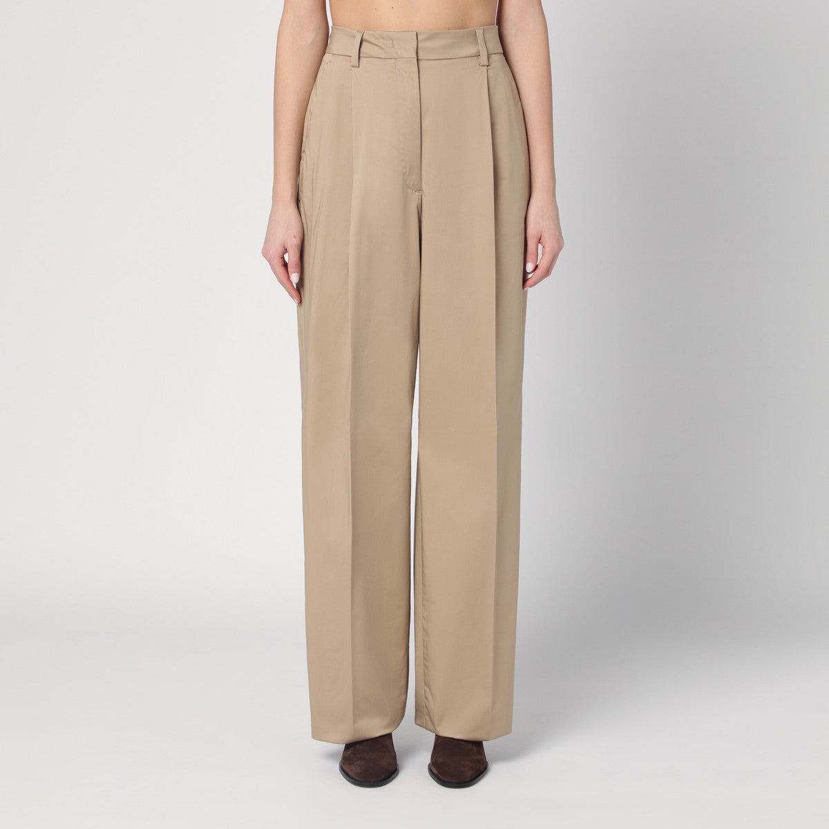 TheLatest Wide sand-coloured Axel trousers