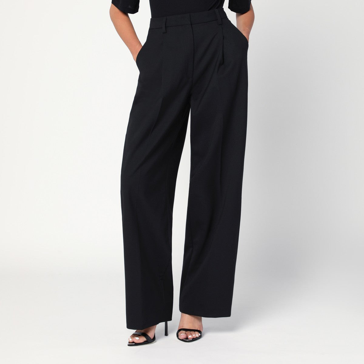 TheLatest Wide-leg black wool blend trousers TheLatest