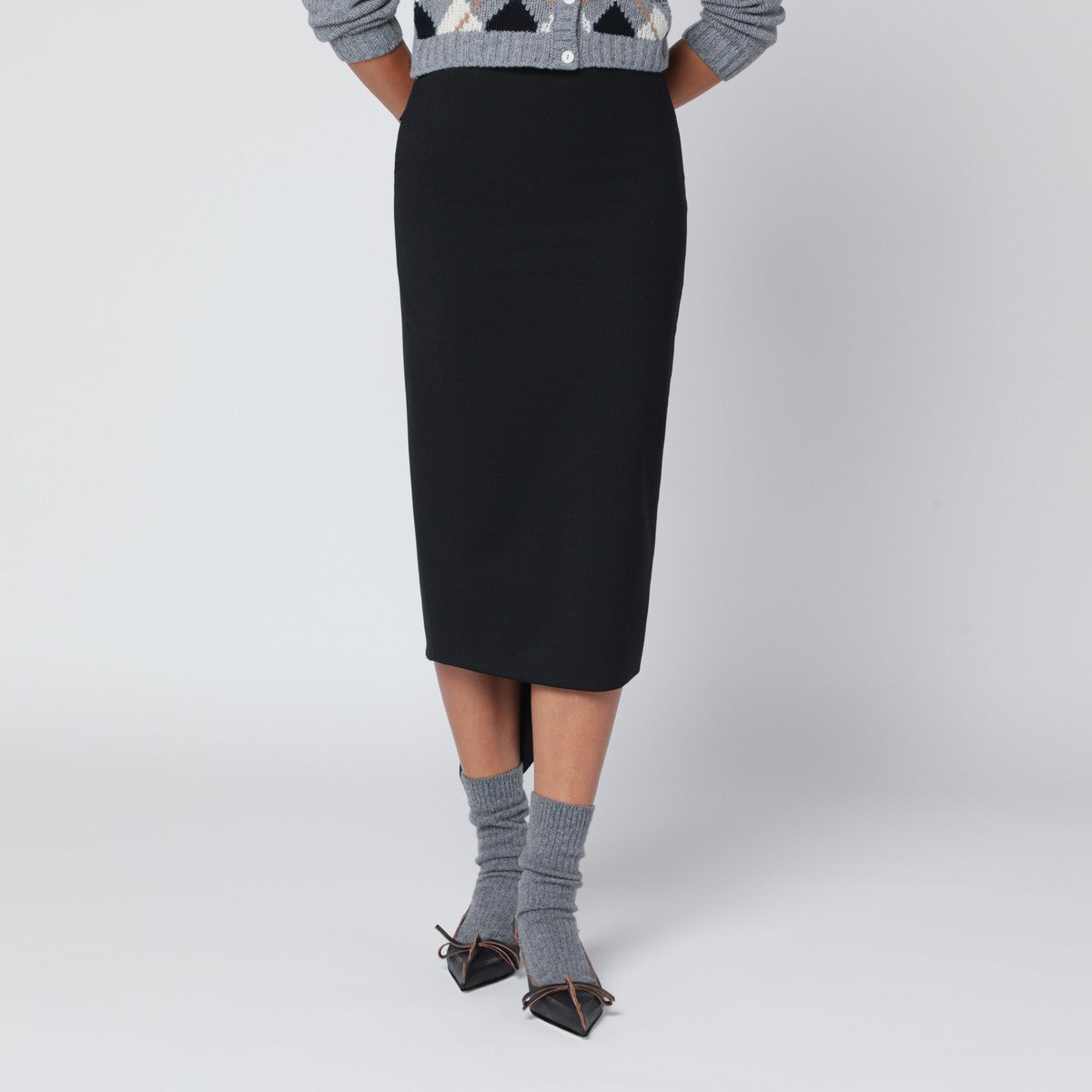 TheLatest Black cotton midi skirt TheLatest