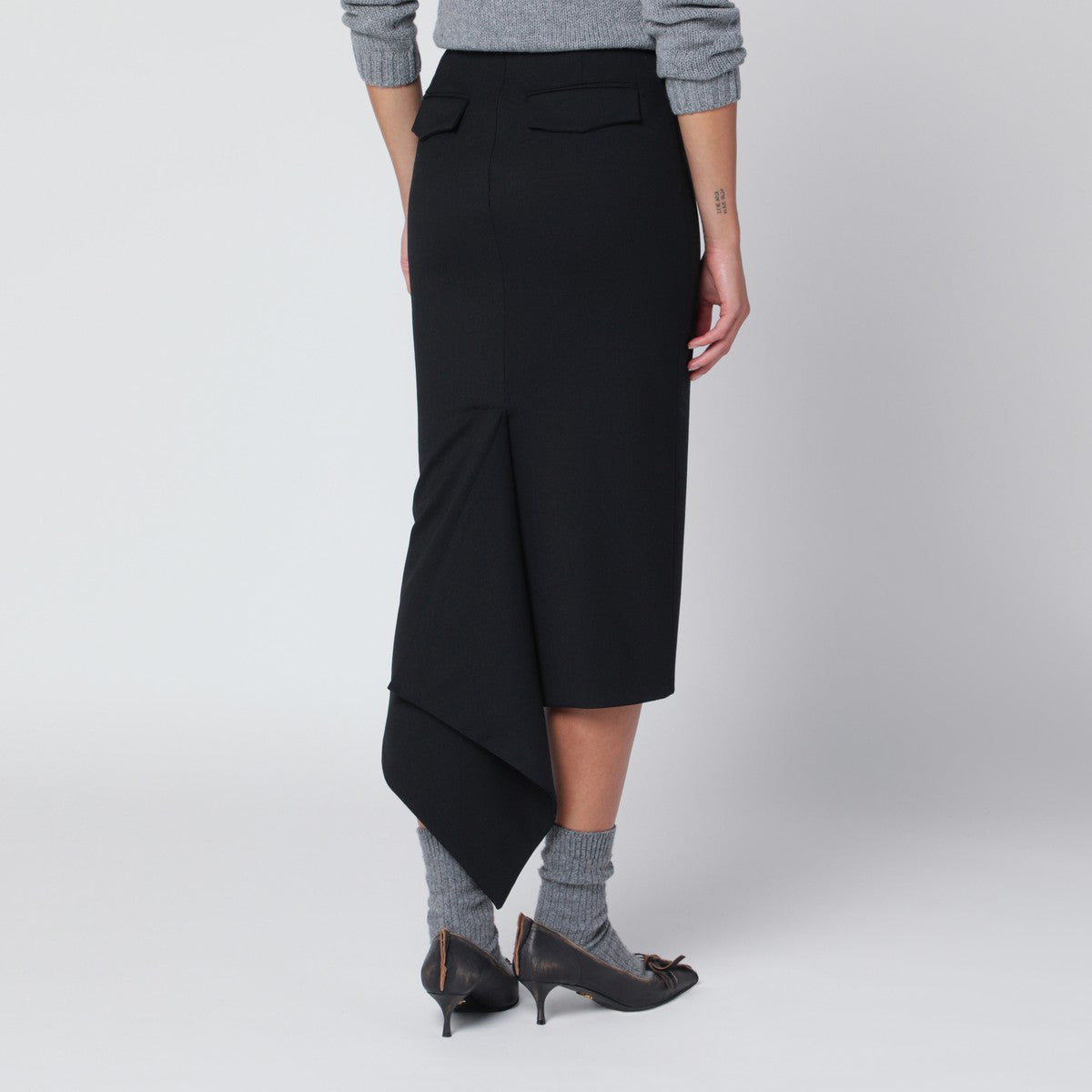 TheLatest Black cotton midi skirt TheLatest