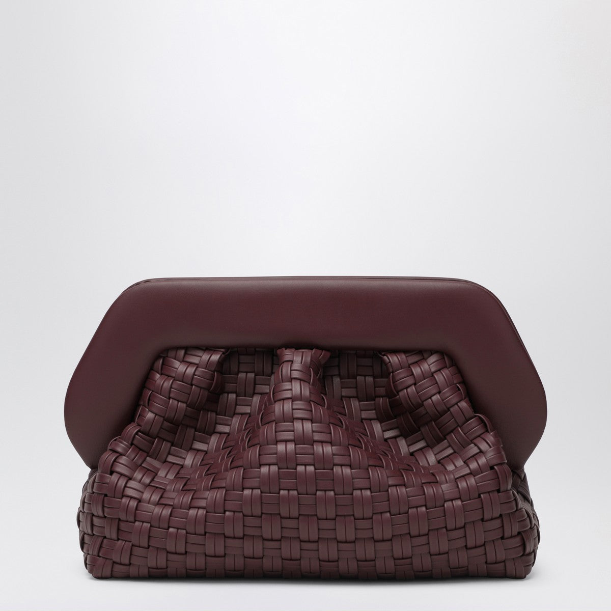 THEMOIRè Plum-coloured woven Bios clutch bag THEMOIRè