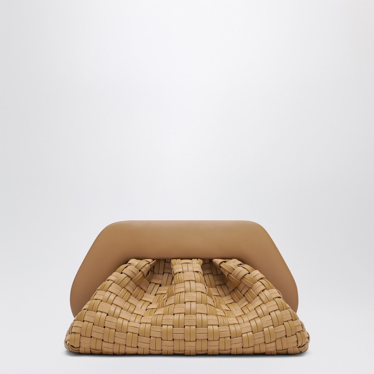 THEMOIRè Woven clutch Tia in biscuit color THEMOIRè