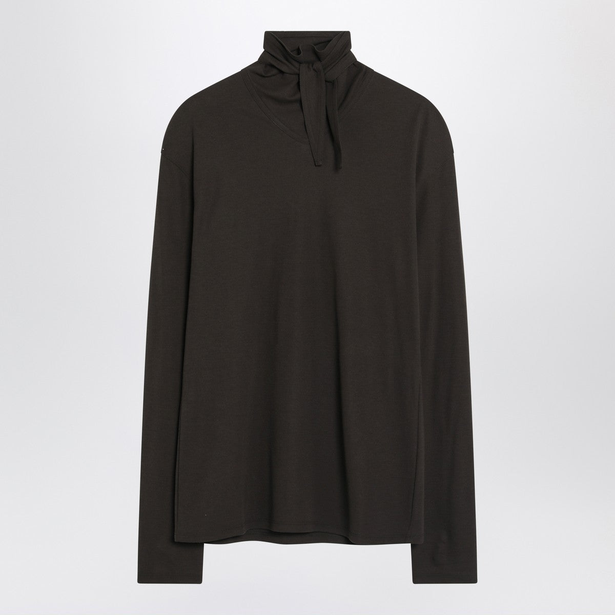 LEMAIRE Brown turtleneck with integrated scarf Lemaire