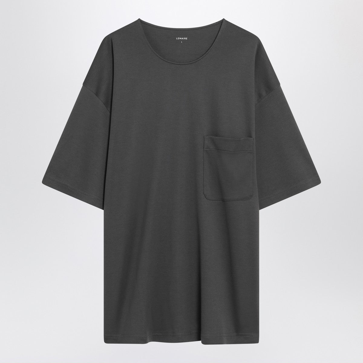 LEMAIRE Charcoal grey cotton and silk T-shirt