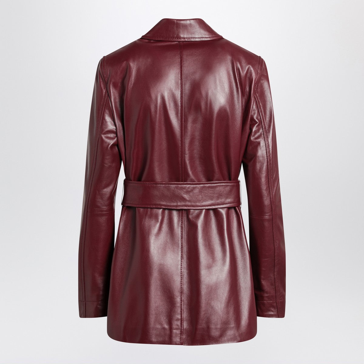 Max Mara Studio Jacket with belt in Bordeaux nappa leather Max Mara Studio