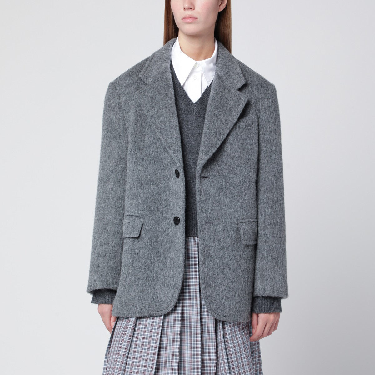 Dunst Grey mélange wool-blend jacket Dunst