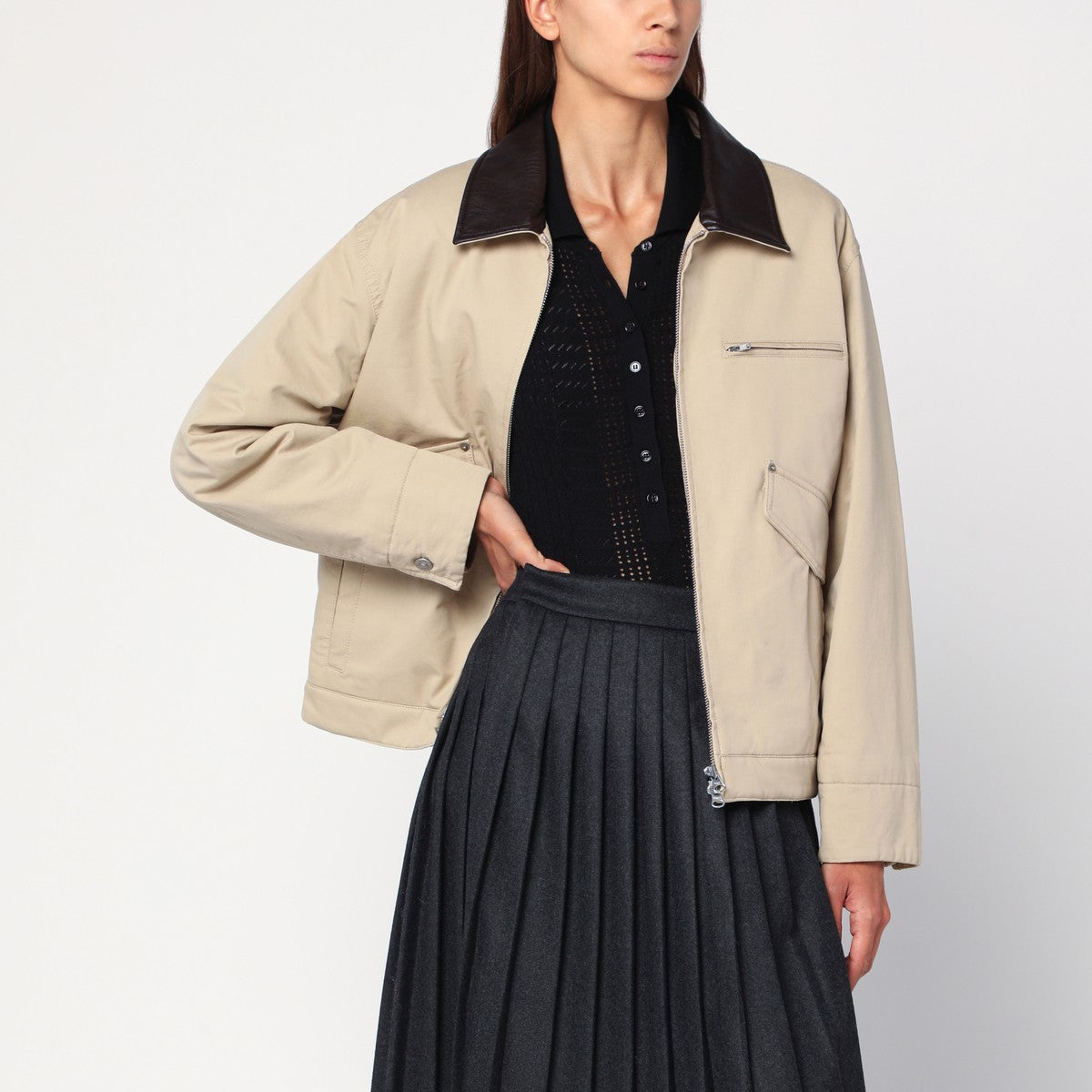 Dunst Beige cotton zip jacket Dunst