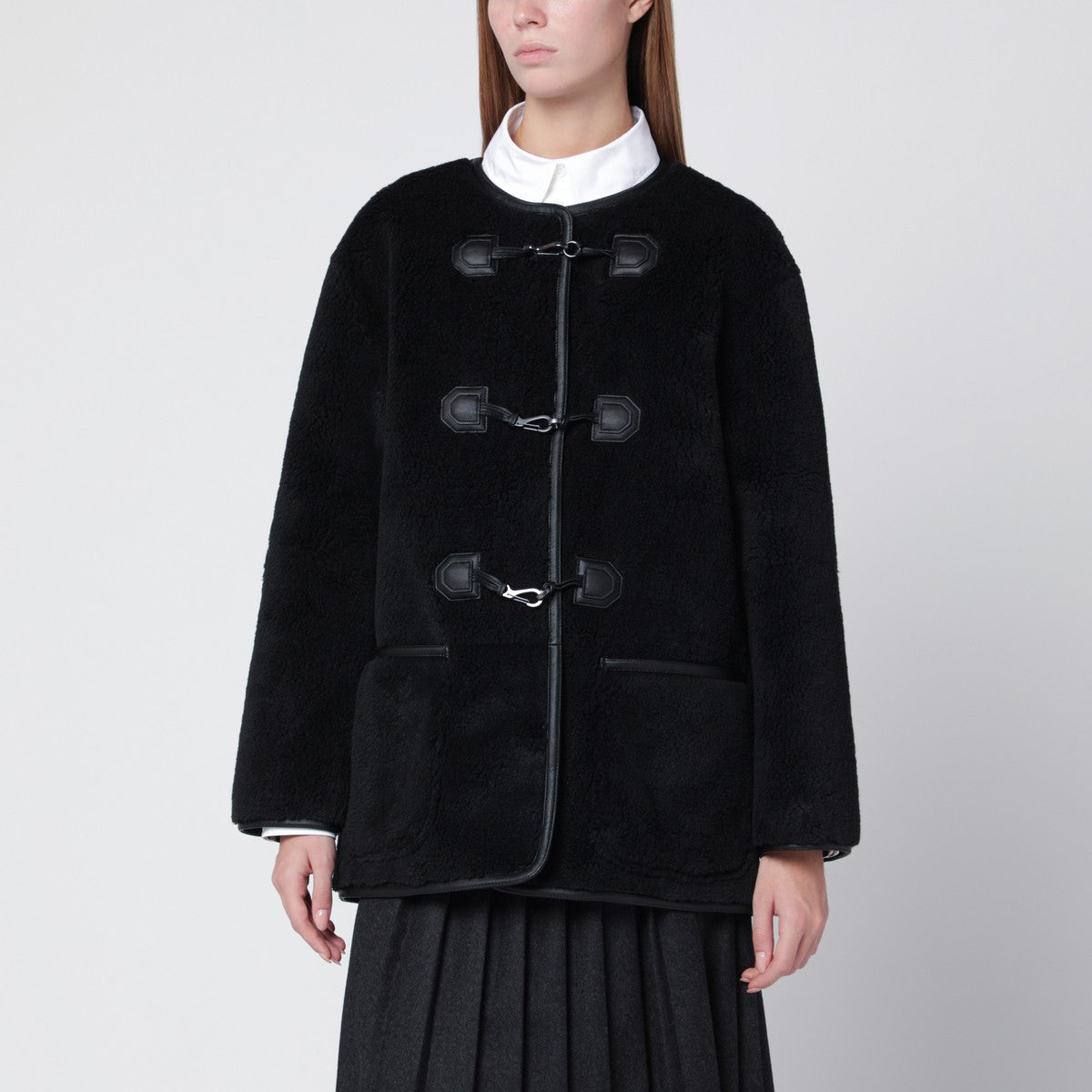 Dunst Black shearling-effect fabric jacket Dunst