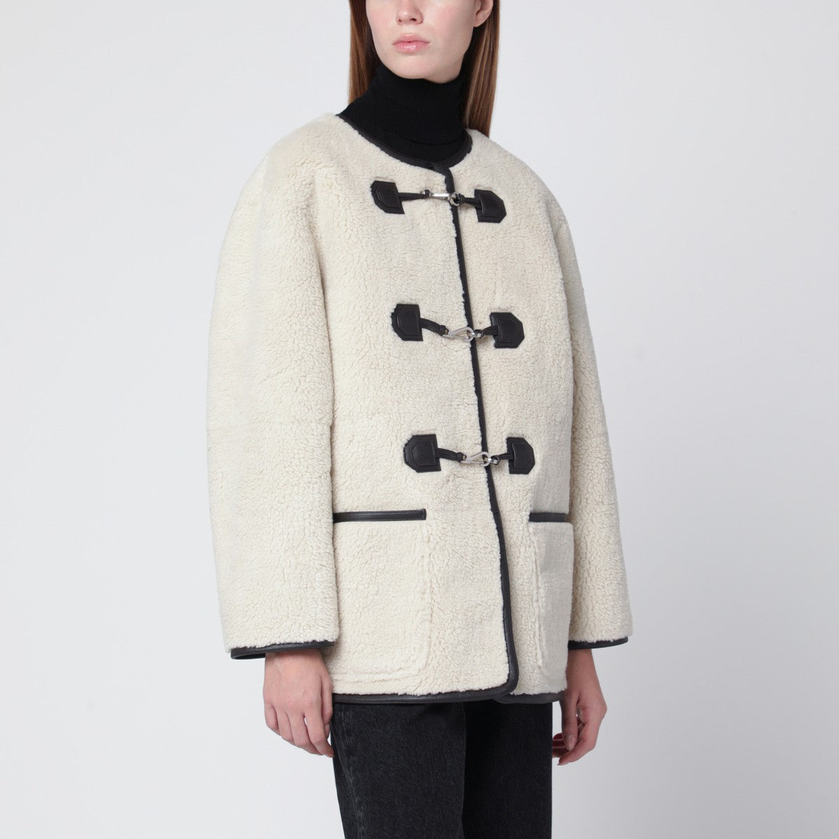 Dunst Cream shearling-effect fabric jacket Dunst